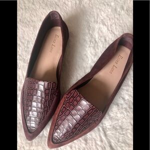 Essex Lane El-Aleanor pointy toe loafers flats  burgundy color shoes